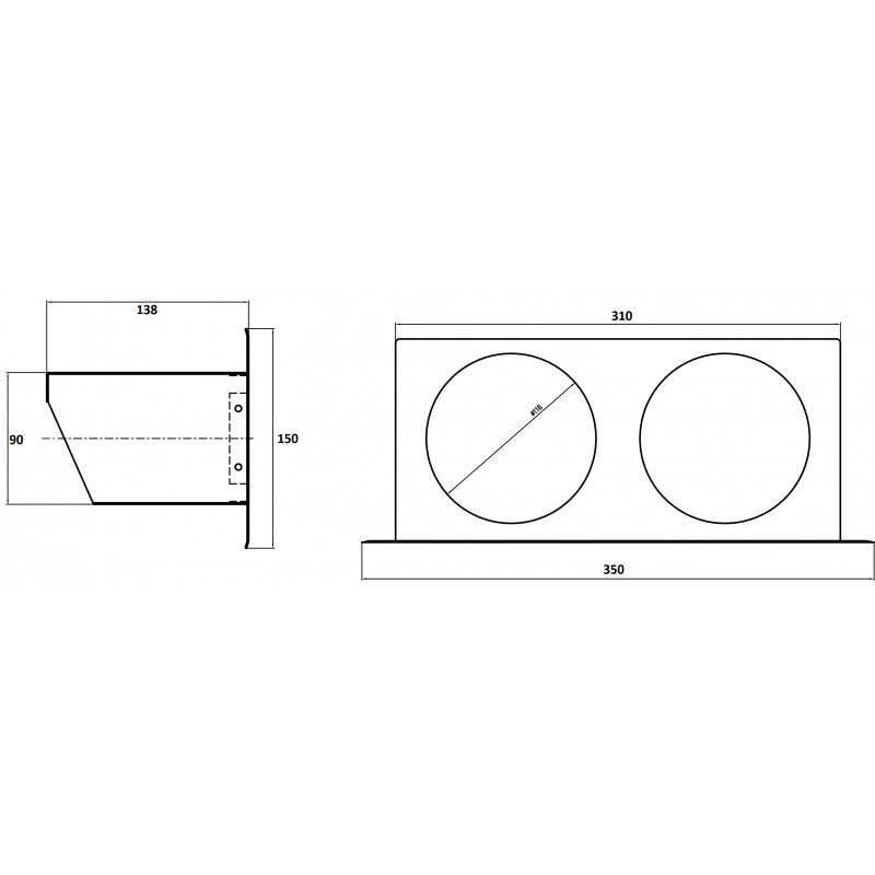 Krmný pult nerezový (2x13cm) - výsuvný